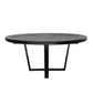 Raj 63 Inch Round Dining Table Cross Legs Design Black Acacia Wood Iron By Casagear Home BM312096