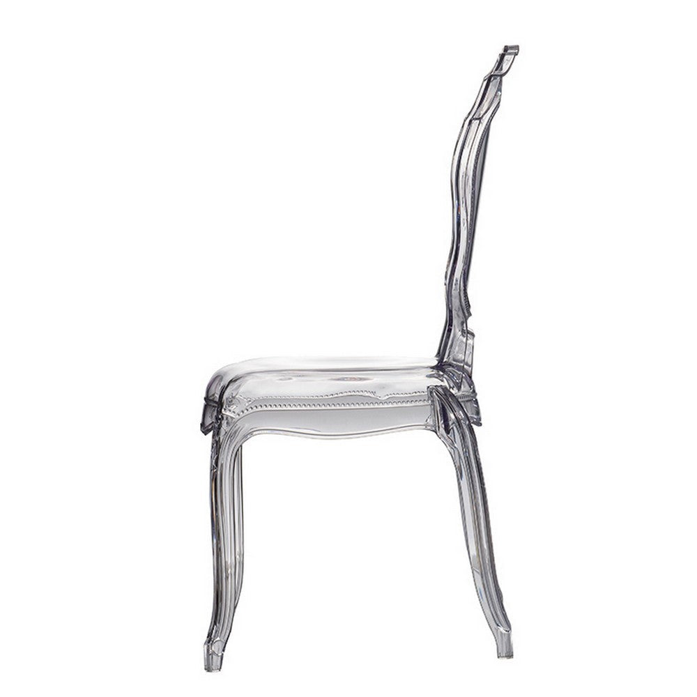 22 Inch Side Dining Chair Clear Smoke Finish Classic Curved Backrest By Casagear Home BM312102