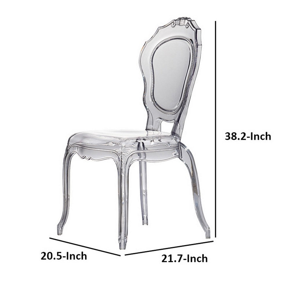 22 Inch Side Dining Chair Clear Smoke Finish Classic Curved Backrest By Casagear Home BM312102