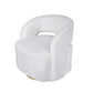 Xion 30 Inch Swivel Accent Chair White Fabric Upholstery Gold Iron Base By Casagear Home BM312103