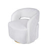 Xion 30 Inch Swivel Accent Chair White Fabric Upholstery Gold Iron Base By Casagear Home BM312103