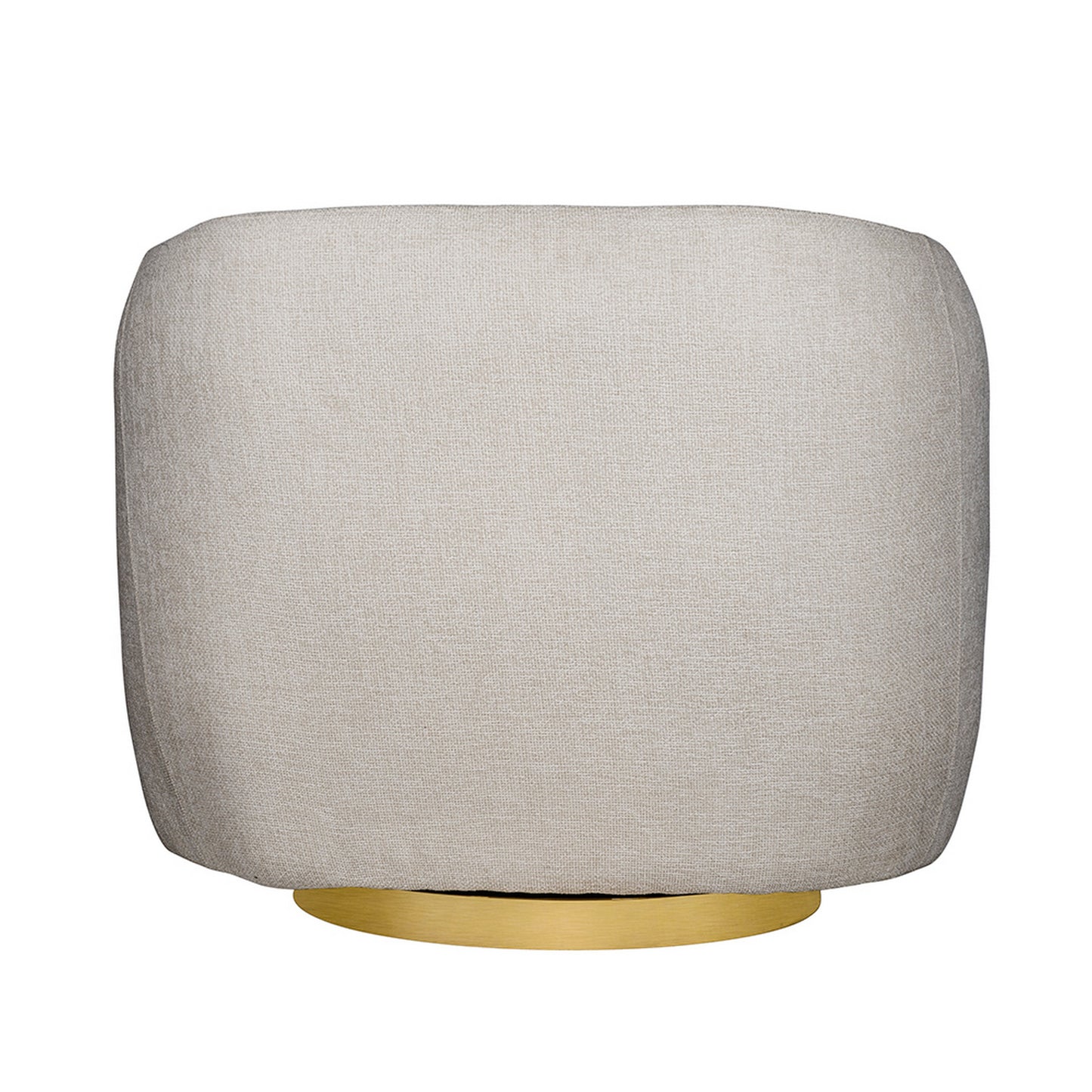 Eros 35 Inch Swivel Accent Chair Plush White Fabric Upholstery Gold Base By Casagear Home BM312107