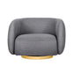 Eros 35 Inch Swivel Accent Chair Plush Gray Fabric Upholstery Gold Base By Casagear Home BM312108