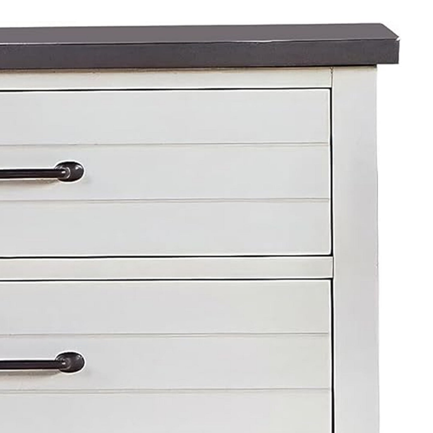 Akira 42 Inch Tall Dresser Chest 5 Drawers White Solid Wood Gray Top By Casagear Home BM312113