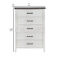 Akira 42 Inch Tall Dresser Chest 5 Drawers White Solid Wood Gray Top By Casagear Home BM312113