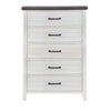 Akira 42 Inch Tall Dresser Chest 5 Drawers White Solid Wood Gray Top By Casagear Home BM312113