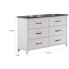 Akira 48 Inch Wide Dresser 6 Drawers White Solid Wood and Gray Top By Casagear Home BM312114