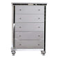 Carlos 52 Inch Tall Dresser Chest Faux Crocodile 5 Drawer Silver Mirror By Casagear Home BM312119