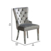 24 Inch Dining Side Chair Set of 2, Tufted Silver Gray Fabric, Chrome legs By Casagear Home