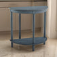 Kiana 28 Inch Side End Table, Bottom Shelf, Semicircle, Antique Blue Wood By Casagear Home
