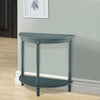 Kiana 28 Inch Side End Table, Bottom Shelf, Semicircle, Antique Teal Wood By Casagear Home