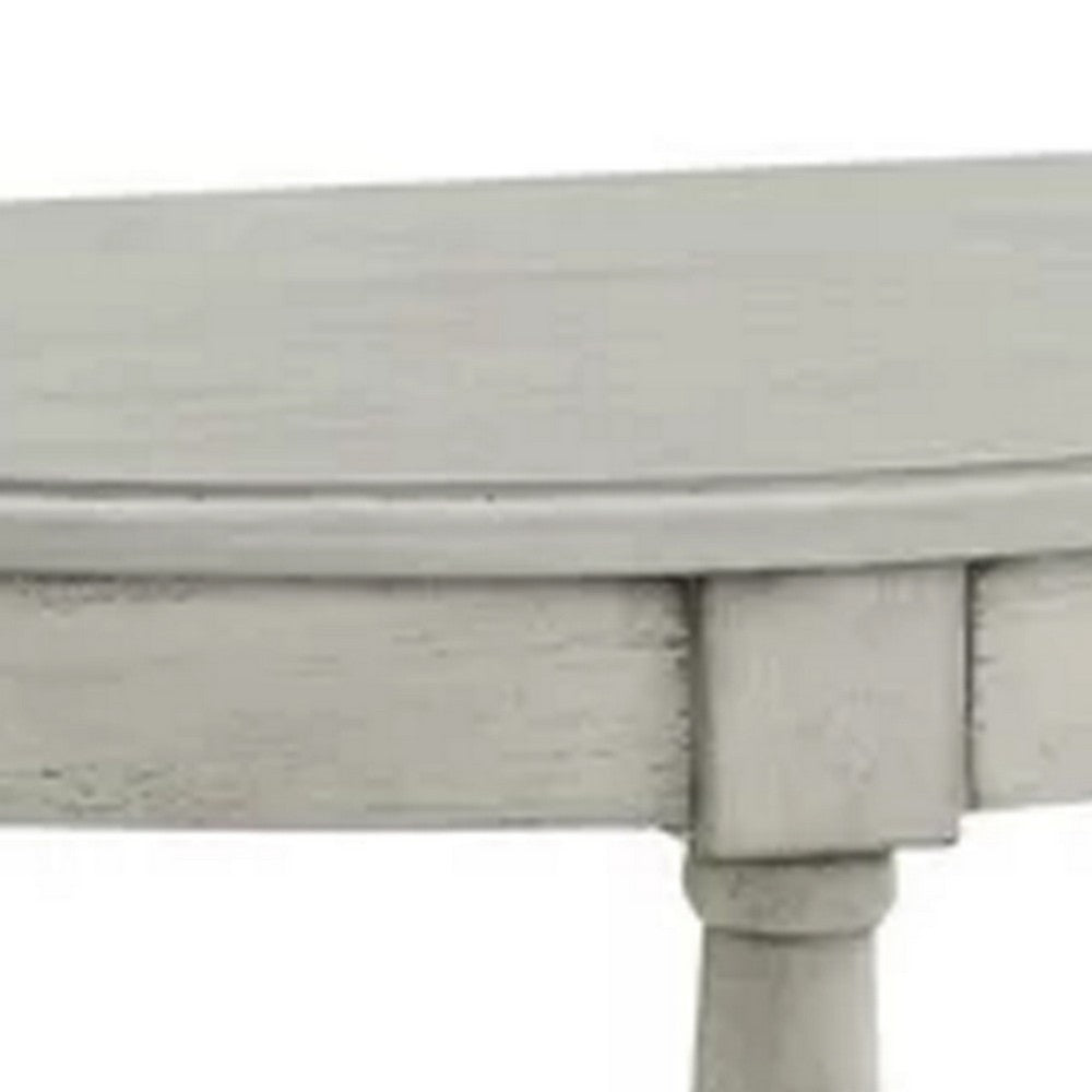 Kiana 28 Inch Side End Table Bottom Shelf Semicircle Antique Gray Wood By Casagear Home BM312130