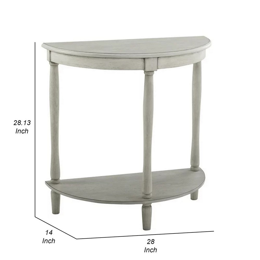 Kiana 28 Inch Side End Table Bottom Shelf Semicircle Antique Gray Wood By Casagear Home BM312130