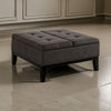 Orin 36 Inch Ottoman, Split Storage Lid, Tufted Dark Gray Upholstery, Wood By Casagear Home