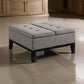 Orin 36 Inch Ottoman, Split Storage Lid, Tufted Light Gray Upholstery, Wood By Casagear Home