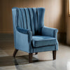 32 Inch Accent Chair, Wingback, Channel Tufted Dark Teal Fabric, Solid Wood By Casagear Home