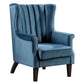 32 Inch Accent Chair Wingback Channel Tufted Dark Teal Fabric Solid Wood By Casagear Home BM312138