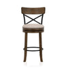 Vesper 31 Inch Swivel Barstool Chair Set of 2 Beige Seat Brown Wood Frame By Casagear Home BM312142