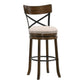 Vesper 31 Inch Swivel Barstool Chair Set of 2 Beige Seat Brown Wood Frame By Casagear Home BM312142