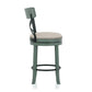 Vesper 31 Inch Swivel Barstool Chair Set of 2 Beige Seat Green Wood Frame By Casagear Home BM312144