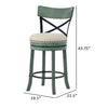 Vesper 31 Inch Swivel Barstool Chair Set of 2 Beige Seat Green Wood Frame By Casagear Home BM312144