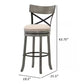 Vesper 31 Inch Swivel Barstool Chair Set of 2 Beige Seat Gray Wood Frame By Casagear Home BM312146