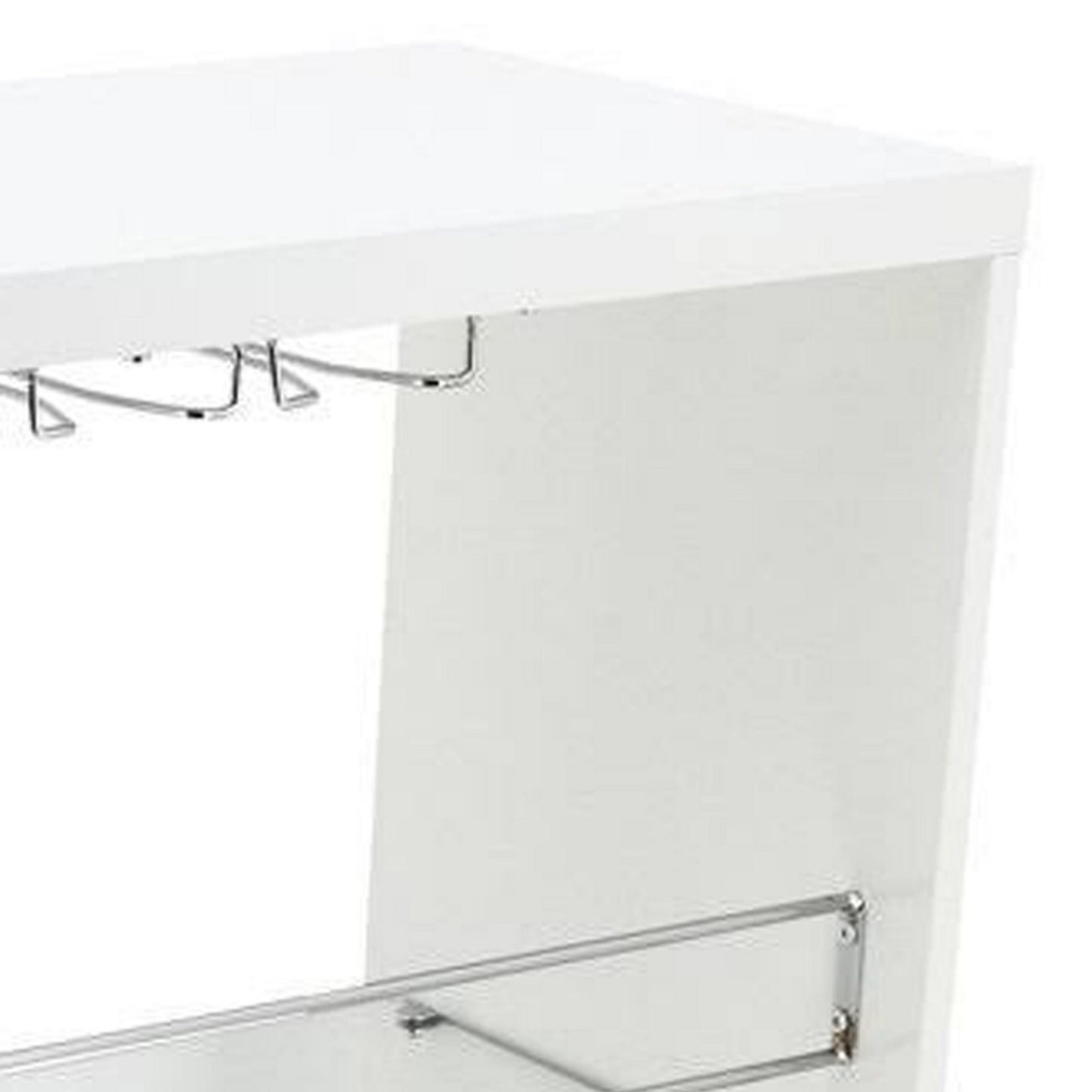 Zaina 42 Inch Modern Bar Table 3 Shelves Tempered Glass White Chrome By Casagear Home BM312148