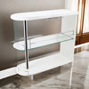 Zaina 42 Inch Modern Bar Table, 3 Shelves, Tempered Glass, White, Chrome By Casagear Home