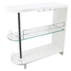 Zaina 42 Inch Modern Bar Table 3 Shelves Tempered Glass White Chrome By Casagear Home BM312148