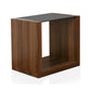 Bere 24 Inch Side End Table Black Glass Top Open Bottom Shelf Brown Wood By Casagear Home BM312159