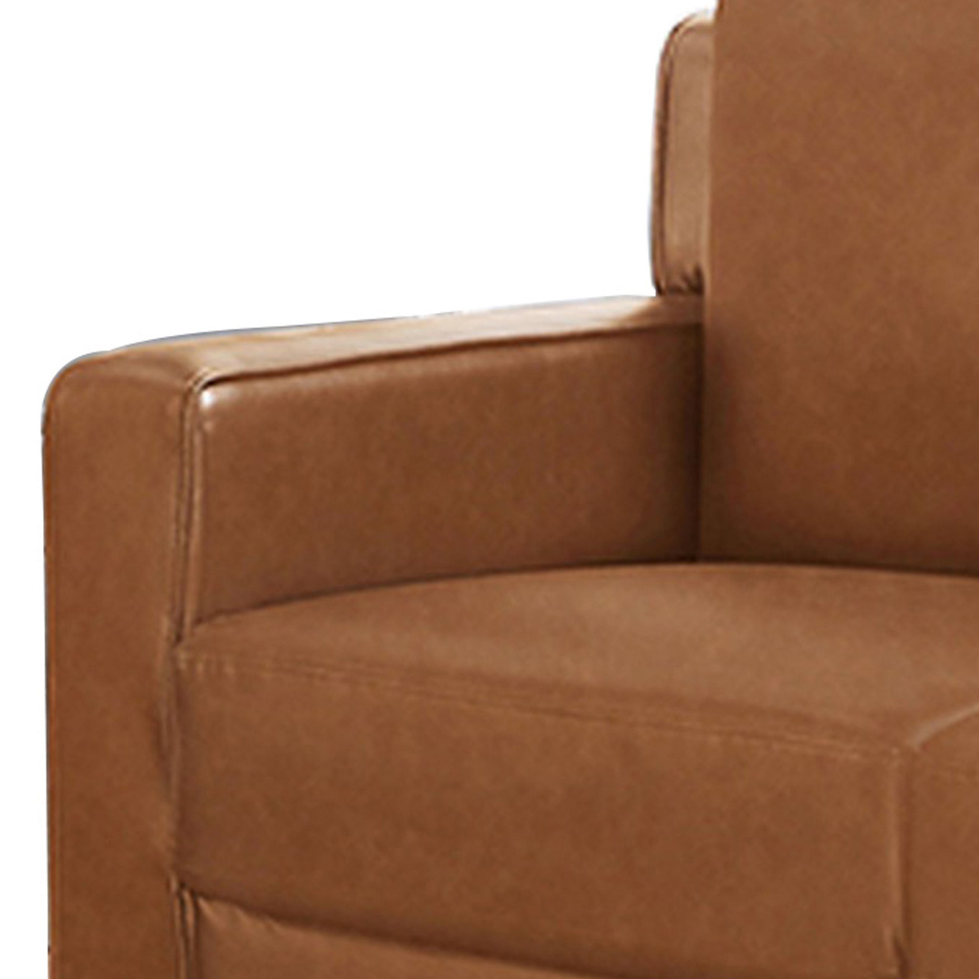 Heun 55 Inch Loveseat Soft Camel Brown Faux Leather Square Track Arms By Casagear Home BM312173