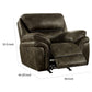 Tred 39 Inch Power Rocker Recliner Pillow Armrest Brown Faux Leather By Casagear Home BM312181