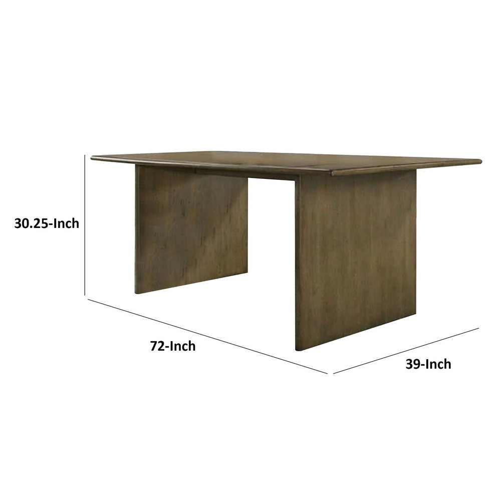 Gael 72 Inch Dining Table, Rectangular, Curved Panel Legs, Textured Brown By Casagear Home