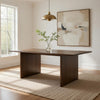 Gael 72 Inch Dining Table, Rectangular, Curved Panel Legs, Textured Brown By Casagear Home