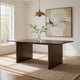 Gael 72 Inch Dining Table, Rectangular, Curved Panel Legs, Textured Brown By Casagear Home