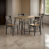 Leba 5 Piece Dining Table Set, 4 Chairs, Brown Wood Seat, Bronze Metal Legs By Casagear Home