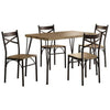 Leba 5 Piece Dining Table Set 4 Chairs Brown Wood Seat Bronze Metal Legs By Casagear Home BM312187