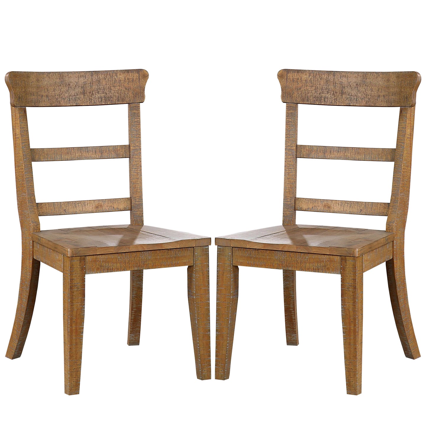 Lase 22 Inch Dining Side Chair Set of 2 Ladder Back Natural Brown Wood By Casagear Home BM312189