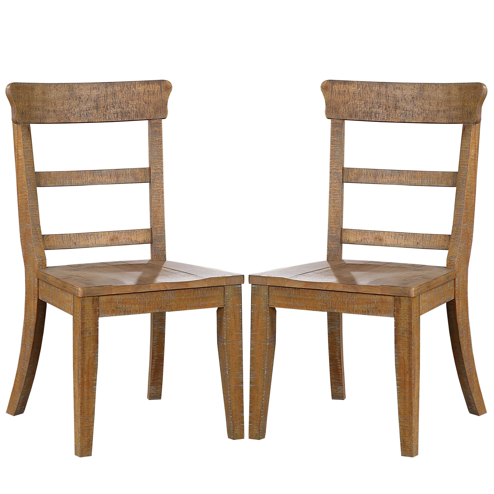 Lase 22 Inch Dining Side Chair Set of 2 Ladder Back Natural Brown Wood By Casagear Home BM312189