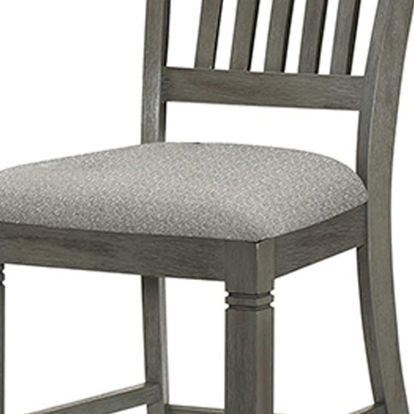 26 Inch Counter Height Chair Set of 2 Slat Back Gray Wood Fabric Seat By Casagear Home BM312192