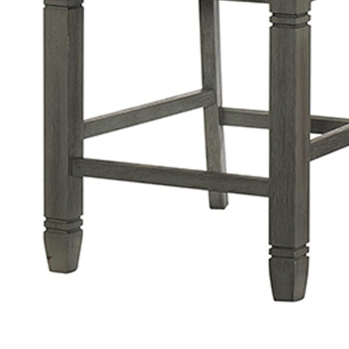 26 Inch Counter Height Chair Set of 2 Slat Back Gray Wood Fabric Seat By Casagear Home BM312192