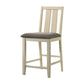 26 Inch Counter Height Chair Set of 2 Slat Back Gray Seat White Wood By Casagear Home BM312194