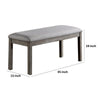 Lais 45 Inch Dining Bench, Wired Brushed Gray Wood, Gray Fabric Padded Seat By Casagear Home