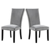 28 Inch Dining Side Chair Set of 2, Padded Gray Flannelette, Black Wood By Casagear Home