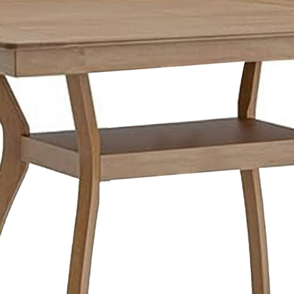 Upi 64 Inch Dining Table, Rectangular, Curved Legs, Open Shelf, Brown By Casagear Home