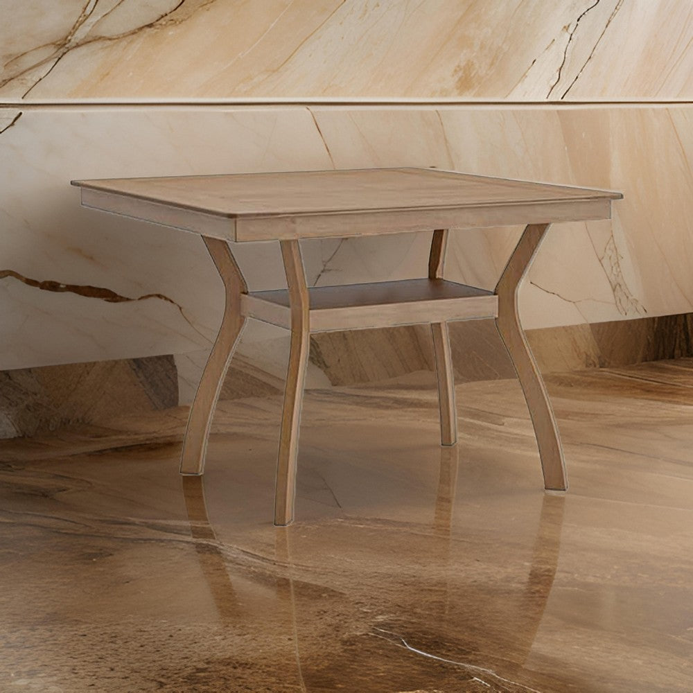 Upi 64 Inch Dining Table, Rectangular, Curved Legs, Open Shelf, Brown By Casagear Home
