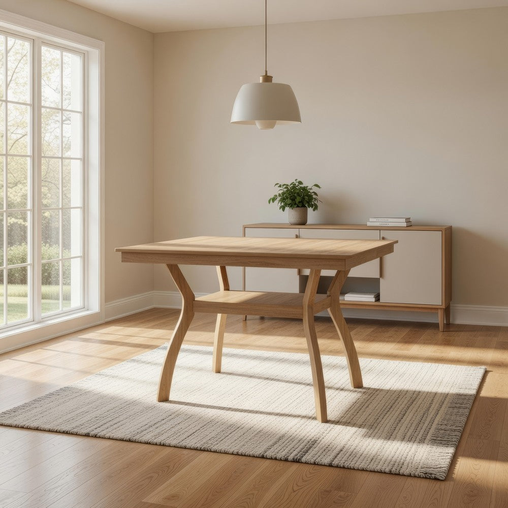 Upi 64 Inch Dining Table, Rectangular, Curved Legs, Open Shelf, Brown By Casagear Home