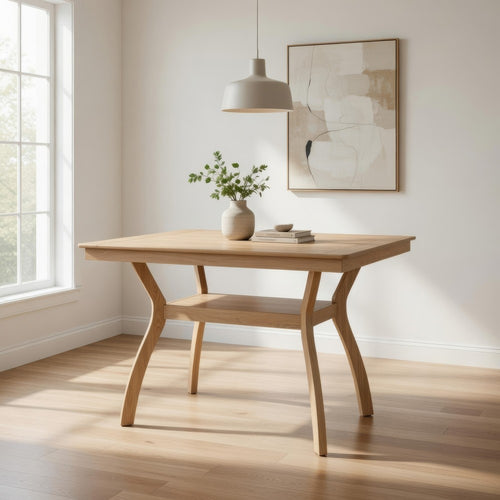 Upi 64 Inch Dining Table, Rectangular, Curved Legs, Open Shelf, Brown By Casagear Home