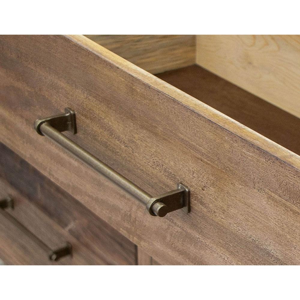 Olum 62 Inch Dresser 6 Drawers Metal Handles Solid Mango Wood Brown By Casagear Home BM312203