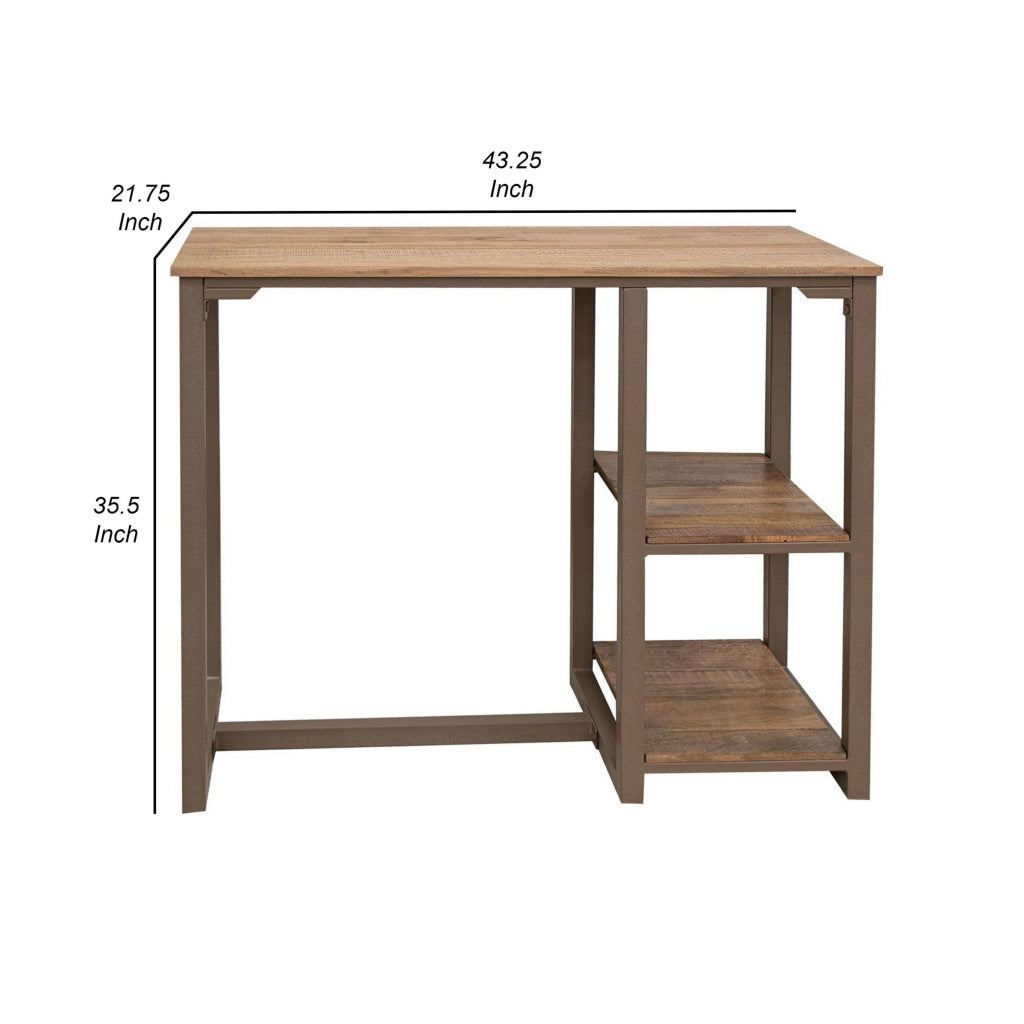 Asic 43 Inch Counter Height Breakfast Table Shelves Solid Brown Wood By Casagear Home BM312208